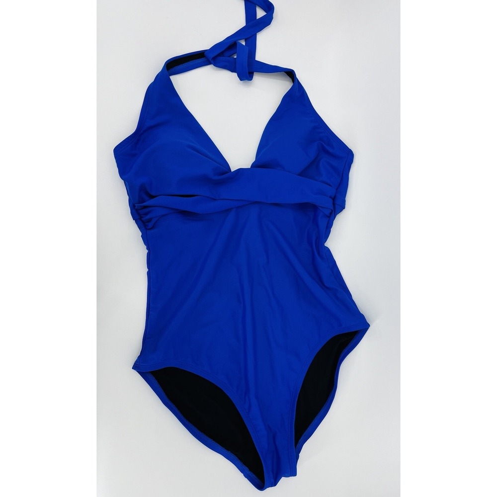 Coastal Blue Womens Size Medium Halter Swimsuit One Piece Lined